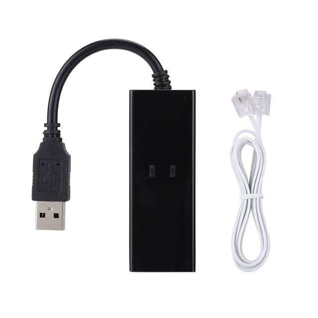 USB2.0 56K External Dial up Fax Data Modem, V.92 Voice Fax Data Modem Dongle Adapter Supporting Caller ID