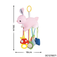 Jouet sensoriel vibrant en peluche pour bébé, lapin en tissu mignon à suspendre avec cordon, idéal pour développer la motricité fine des nourrissons (OEM)