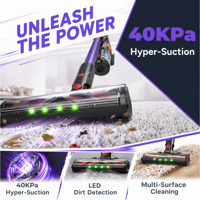 Aspirateur balai sans fil PV35MAX avec écran LED, moteur sans balais, brosse anti-emmêlement pour sols humides et secs, filtre HEPA, pour maison, voiture, hôtel, poils d'animaux