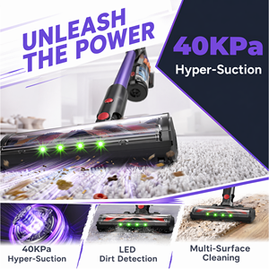 Aspirateur balai sans fil PV35MAX 40Kpa avec écran LED et brosse anti-emmêlement pour la maison, les poils d'animaux et les tapis - Product Image 2