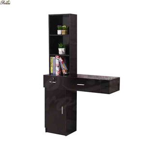 Barbería Popular Bloqueo Montaje en pared Espejo Peluquería Estilismo Peluquería Estación Negro - Product Image 4
