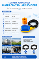 2M 3M 4M 5M Schwimmerschalter für Abwassertanks, Füllstandsensor, Gummischalterkabel, PP-Wasserstandsschwimmerschalter