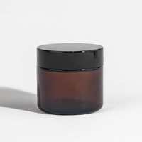 Bocaux en verre en gros avec bouchon à vis 50ml 60ml 100ml, capuchon noir, surface givrée, impression soyeuse pour crème de soin et blush