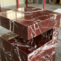 Table d'appoint carrée en marbre rouge naturel haut de gamme, design géométrique moderne découpé, mobilier de luxe pour salle à manger, chambre et maison