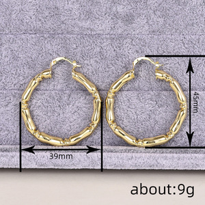Orecchini a poligono con giuntura in bambù per donna, design geometrico unico, gioielli alla moda per tutti i giorni - Product Image 4