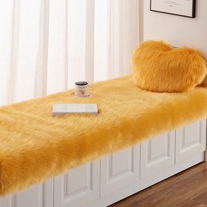 Solid Gold Faux Wool Polyester Filled <b>Window</b> <b>Seat</b> <b>Cushion</b> Extra Soft Machine Washable <b>for</b> Bedroom and Living Room - Product Image 1