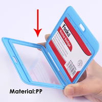 Porte-étiquettes en plastique transparent double face FOSKA, durable, protection intégrale, pour 2 cartes de taille standard