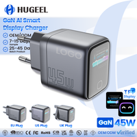 Chargeur rapide personnalisé de haute qualité 45W pour téléphone série 13-18, chargeur de type C portable, adaptateur USB C avec écran TFT