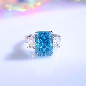 Hợp thời trang của phụ nữ 10*14mm màu xanh lá cây màu xanh ngọc lục bảo cắt <span class=keywords><strong>Zirconia</strong></span> Vòng 925 Sterling Bạc đính hôn Nhẫn cưới đồ trang sức - Product Image 2