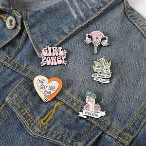 Модные эмалированные заколки для девушек, эмалированные заколки с надписями «Self Love», «Клубная матка», «феминизм», «кулак», жесткие эмалированные заколки на лацкан для женщин, друзей - Product Image 5