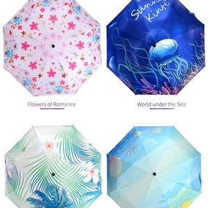 Rain Season Summer Custom UV Protection Sunscreen 3 Fold Automatic Travel <b>Umbrella</b> for Business Gifts-Modern Design Strong Frame - Product Image 2