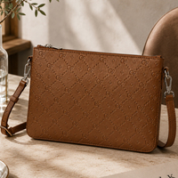 Sac bandoulière personnalisé pour homme en cuir PU, pochette plate zippée fine, sac à bandoulière avec sangle détachable, OEM ODM, faible MOQ, directement de l'usine