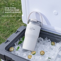 Mug à café isotherme en acier inoxydable 304 à double paroi, 600 ml/900 ml, avec paille intégrée, isolation thermique 6-12h, DRM
