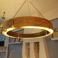 Yihao Moderne Simplicité Grand Lustre Linéaire Pendentif Personnalisé Or Cercle Conception pour Salle À Manger et Salon Lampe De Taille Moyenne
