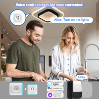 SIXWGH 16A Mini interruptor de luz inteligente regulable WiFi Alexa Control de voz temporizador cuenta regresiva Compatible Android eléctrico para hogar inteligente