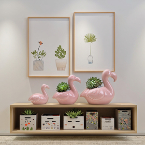 <span class=keywords><strong>Maceta</strong></span> de cerámica de la familia del cisne Rosa bonita, <span class=keywords><strong>maceta</strong></span> suculenta de escritorio de diseño moderno esmaltado para decoración de escritorio personalizada - Product Image 4