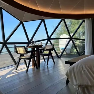 เต็นท์โดมแก้วแบบโดมครึ่งลูกสำเร็จรูปทำจากแก้ว Geodesic ชุดโดมทรงโดมขนาดใหญ่สำหรับตั้งแคมป์ - Product Image 4
