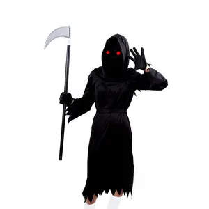 On Sale Costume For Kids Horror Ghost Skirt Party Dress Up Grim Reaper Costume Robe Costume Black Cloak with
