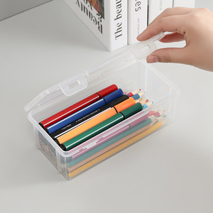 Transparent Pencil <b>Storage</b> Box Rectangle 1-3L Office Organizer Minimalist PP Plastic - Product Image 4