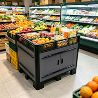 Présentoir carré pour fruits frais de supermarché, table promotionnelle en métal pour légumes, idéal pour les commerces de détail et les marchés de produits frais