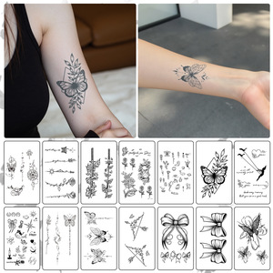 Adesivi per Tatuaggi a Base di Succo con Motivi Erboristici Serie XM&XP Butterfly, Stampa a Trasferimento d'Acqua di Lusso, Lunga Durata - Product Image 2
