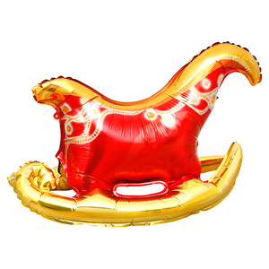 Decoración Navideña, Globo de Aluminio con Forma de Reno y Trineo de Santa Claus, Dorado, 4D, Tamaño Grande - Product Image 4