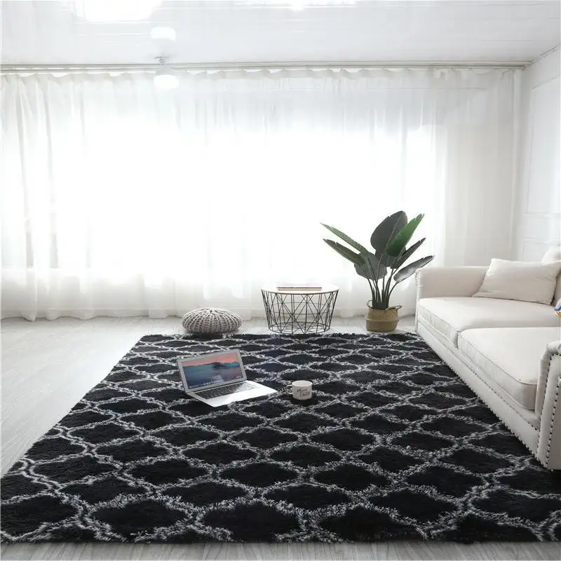New design PV plush living room carpet imitation animal fur mats colorful fluffy shaggy carpet