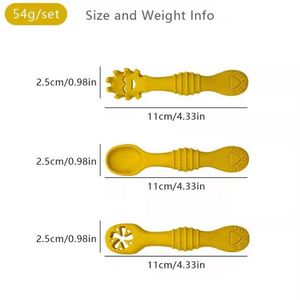 Bpa Free 3 Pcs Food Grade Silicone <b>Spoon</b> Dining <b>Baby</b> Training Feeding Utensils Kids Dinnerware - Product Image 4