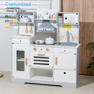 EDULAND OEM ODM <span class=keywords><strong>Jouet</strong></span> de cuisine en bois Montessori pour l'éveil éducatif, grande capacité de rangement, jouets de simulation de cuisine pour enfants - Product Image 4