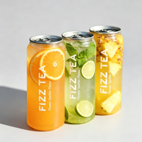 Canette de boisson jetable en plastique PET transparent avec logo personnalisé, couvercle à anneau en aluminium, 330 ml, 500 ml, pour soda et jus