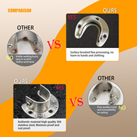 Supports muraux durables en acier inoxydable de haute qualité, noirs/argentés, avec revêtement en poudre, pour tringles à rideaux à bride ouverte