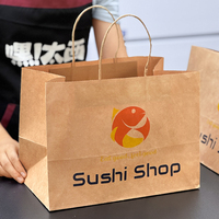 Sacs fourre-tout en papier kraft écologiques personnalisés pour emballage à emporter (restaurants, boulangeries, pizzerias et bars à sushi)