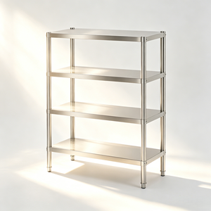 Estante de Acero Inoxidable Duradero de Cuatro Niveles con Estructura de Tubos para Organización Ordenada de Utensilios de Cocina Diarios en Cocinas de Bares y Restaurantes - Product Image 5