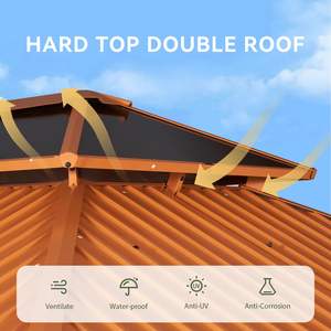 הגעה חדשה קלאסי עמיד למים גג כפול חופה אלומיניום פרגולה קבוע ביתן מתכת גזיבו - Product Image 4