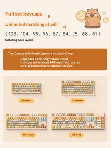 Ensemble de touches de clavier AKKO Capybara Pudding (140 touches) - Transparence lumineuse - Design mignon de dessin animé - Clavier mécanique complet - Sublimation universelle - Product Image 5