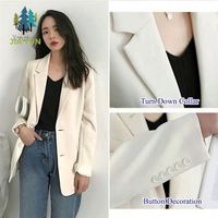 Blazer long à manches longues pour femme, avec poches, couleur unie, coupe ample, style décontracté, veste de bureau, printemps-automne
