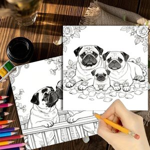 Libro <span class=keywords><strong>da</strong></span> <span class=keywords><strong>Colorare</strong></span> Personalizzato per Adulti con Cane Pug, MOQ Basso, Stampa in Massa su Cartoncino <span class=keywords><strong>da</strong></span> 250gsm, Ideale per Regali e Materiale Scolastico - Product Image 2