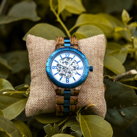 Montre analogique en bois automatique de luxe à mouvement vintage d'origine chinoise à livraison rapide pour hommes