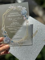 Carte de vœux en PVC transparent de luxe, prix d'usine en gros, impression personnalisée à feuille d'or, invitation de mariage