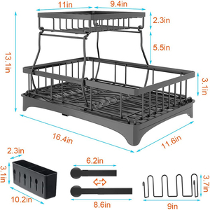 Chaude 2 niveaux Cuisine <span class=keywords><strong>Table</strong></span> Bureau Comptoir Bol Baguettes Drain Cadre Plat Égouttoir Étagère Ensemble Séchage Organisateur Titulaire De Stockage Rack - Product Image 6