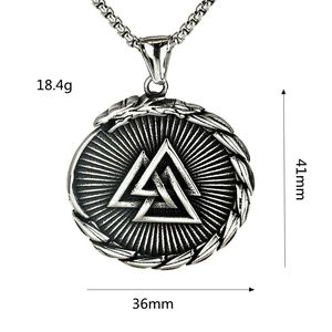 สไตล์นอร์ดิกวินเทจผู้ชายสแตนเลสสตีลจี้สัญลักษณ์ไวกิ้งเข็มทิศสร้อยคอเสน่ห์การออกแบบทางเรขาคณิตของขวัญเครื่องประดับ - Product Image 5