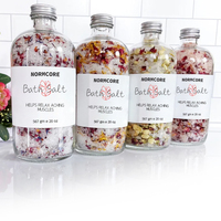Pemasok Garam Mandi Kristal Magnesium Epsom Vegan Mewah Label Pribadi OEM, Garam Mandi Herbal Bunga Lavender
