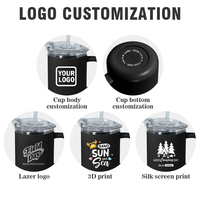Mug à café personnalisé avec logo, 16 oz, intérieur en acier inoxydable 18/8, extérieur en plastique, avec poignée et couvercle, services de personnalisation