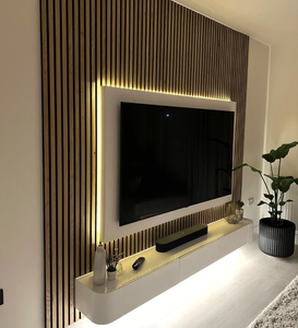 Panneaux acoustiques insonorisants en placage de bois, MDF haute densité, lattes en fibre de polyester, design 3D pour appartement, conception graphique - Product Image 2