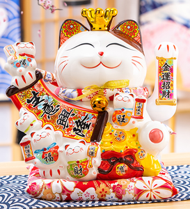 Batería más barata Agitar las manos cerámica blanca gato <span class=keywords><strong>de</strong></span> China Tamaño grande eléctrico sacudiendo la mano adornos <span class=keywords><strong>de</strong></span> gato <span class=keywords><strong>de</strong></span> la suerte - Product Image 3