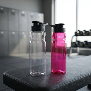 Plastic Reusable <b>Water</b> <b>Bottle</b> Set Clear and <b>Pink</b> Color Modern Style for Outdoor Activity 700ML - Product Image 1