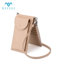 Dompet Wanita Kulit Asli Full Grain Khaki Custom Brands, Anti-RFID, Lapisan Poliester Panjang, Tempat Kartu, dan Kantong Ponsel