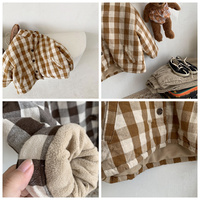 Veste d'hiver en coton épais pour garçon, manteau marron à carreaux