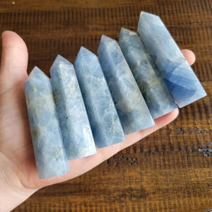 Torre de Cristal de Calcita Azul Natural en Oferta, Piedras de Cristal Talladas, Torre de Calcita Azul para Colección de Halloween - Product Image 4