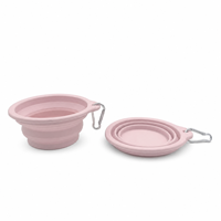 Yunuoxi Bol d'eau pliable rose pâle pour animaux de compagnie 14cm 13cm, gamelle pliable en silicone pour chien 1.5cm plate 70g, vente en gros usine